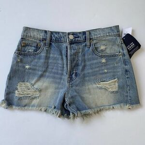 GAP 3” High‎ Rise Shorts Cutoffs Distressed Medium Wash Blue Size 25